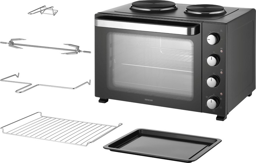 Mini rúra Sencor SEO 4800BK čierna Mini rúra Sencor SEO 4800BK s 2 platničkami a príslušenstvom.