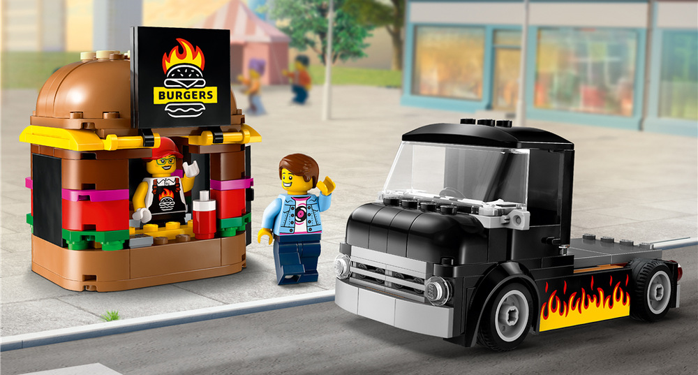 Stavebnica LEGO® City 60404 Hamburgerový truck Hamburgerový truck ponúka pojazdný stánok s oddeliteľným barom a prepracovaným interiérom na hranie.
