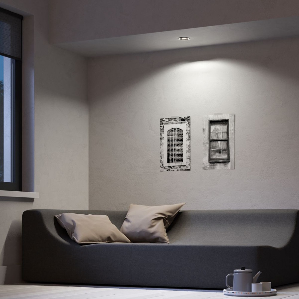 Vstavané svietidlo Philips Hue Milliskin White Ambiance Spot, okrúhle biele Miestnosť osvetlená svietidlom Phlillips
