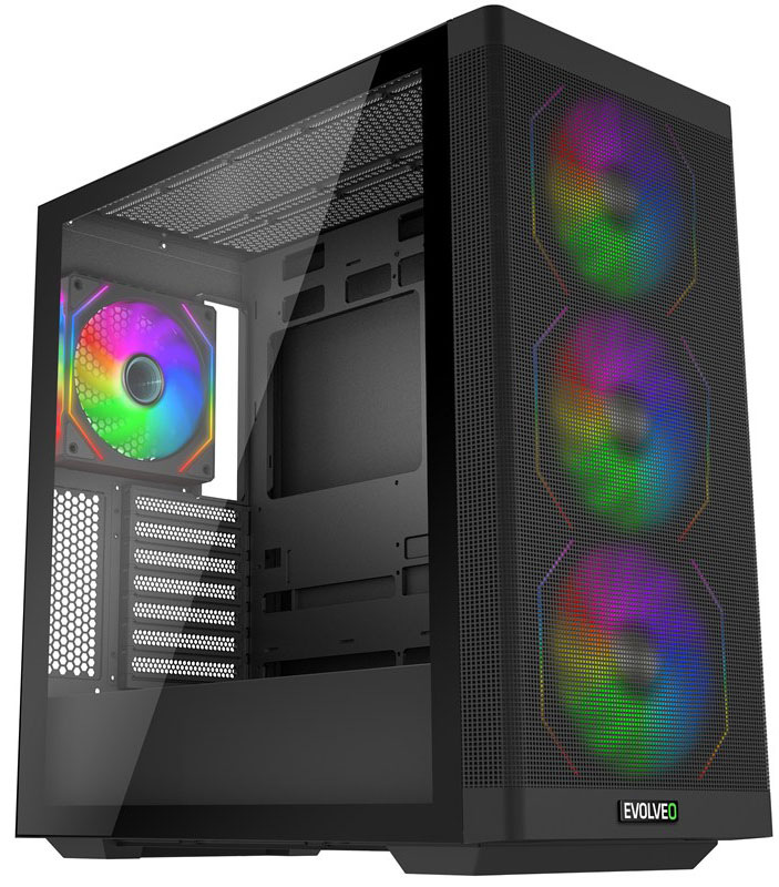 Počítačová skriňa Evolveo Scorpio v prevedení big-tower, čierna farba