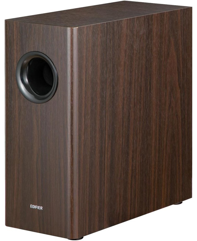 Subwoofer Edifier T5s s hlbokými a vyváženými basmi, hnedá farba
