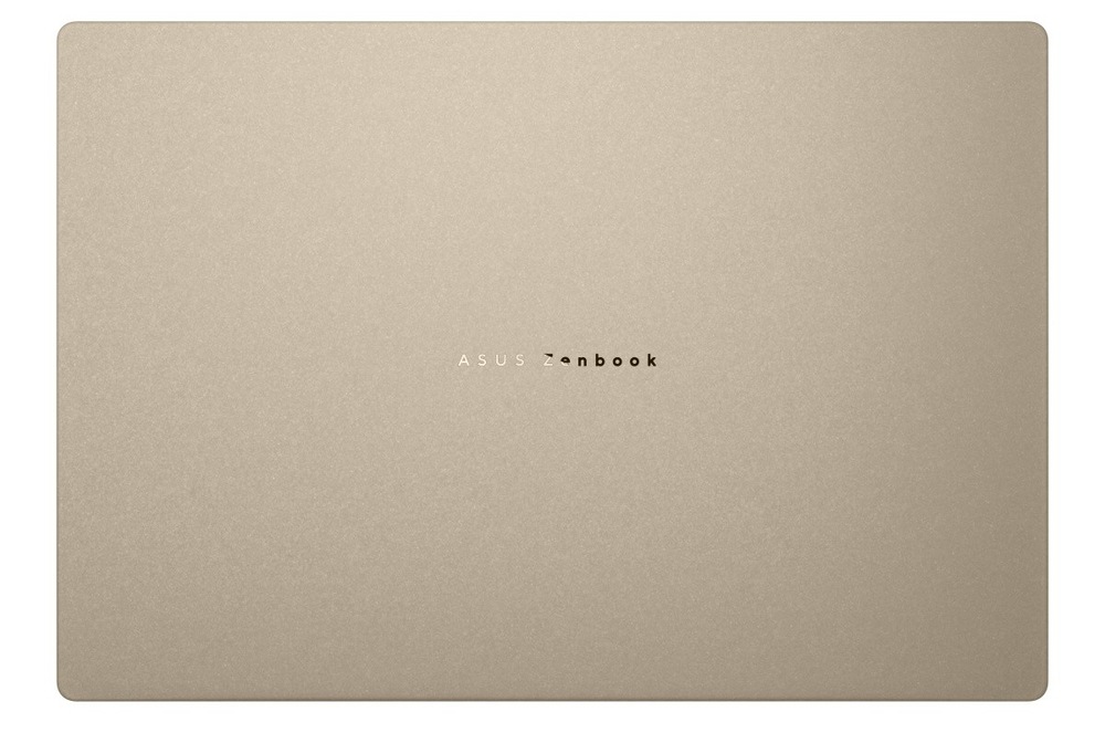 Notebook Asus Zenbook A16 béžový Pohľad na zatvorený notebook notebook ASUS Zenbook A16 zhora