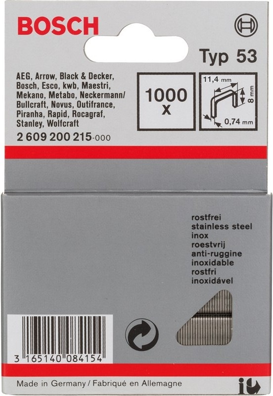 Sponky do sponkovačky Bosch 2.609.200.215 v počte 1 000 ks