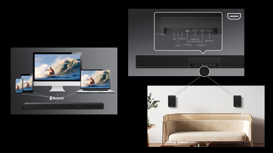 Soundbar Hisense U5120GW čierny Soundbar Hisense U5120GW, čierna, bezdrôtové prehrávanie hudby