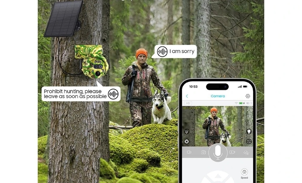 IP kamera Viking HDs04 4G sivá/maskáčová farba Viking HDs04 4G podporuje aj obojsmernú komunikáciu