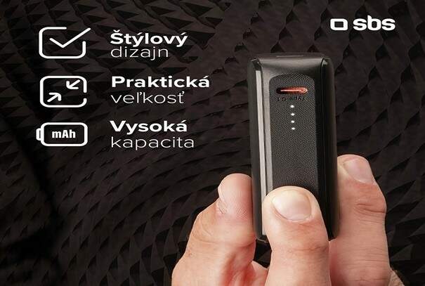 Powerbank SBS 2x USB-A/USB-C, PD, 20 W 10000 mAh čierna Powerbank SBS 2x USB-A/USB-C, PD, 20 W 10000 mAh čierna