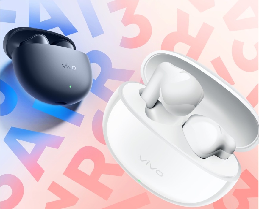 Slúchadlá vivo Buds Air3 biela Detail slúchadiel Vivo Buds Air3 v dvoch farebných variantoch