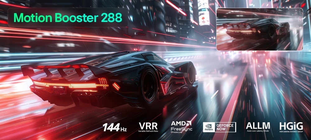 Televízor LG 100QNED87B6 Motion Booster až 288 Hz s VRR a FreeSync prináša extrémne plynulé hranie bez trhania a oneskorenia.
