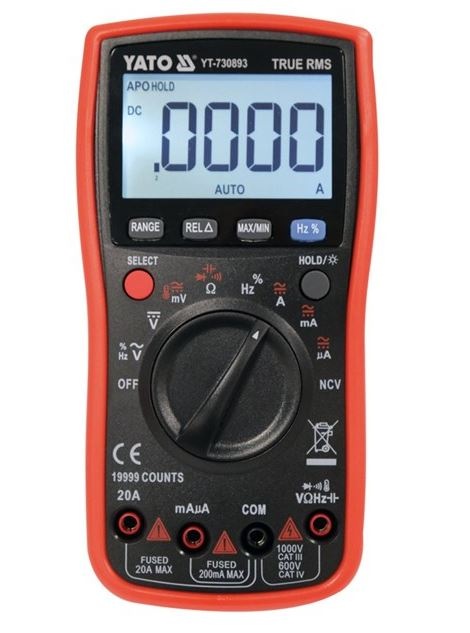 Multimeter YATO YT-730893, oranžová farba