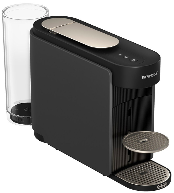 Kapsulový kávovar De'Longhi Nespresso Vertuo Up ENV200.GY antracitová farba Horný pohľad na ovládacie tlačidlo One Touch kávovaru DeLonghi Nespresso Vertuo Up ENV200.GY