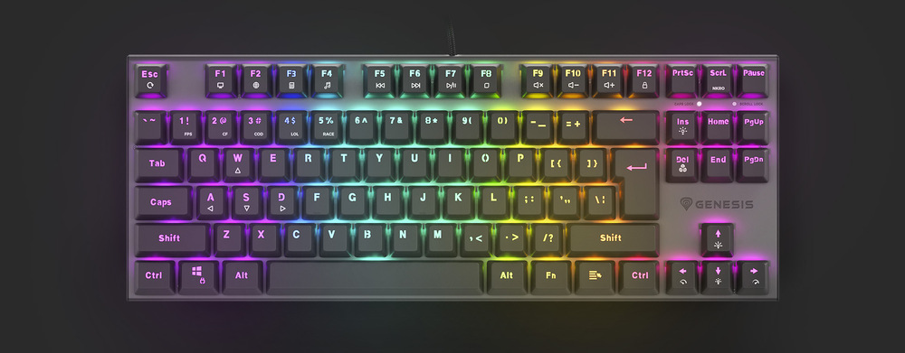 Klávesnica Genesis THOR 303, TKL, CZ/SK layout čierna Genesis THOR 303 TKL RGB Outemu Red SK/SK