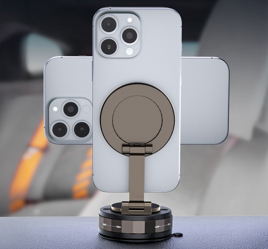 Praktické využitie držiaka na mobil Mobile Origin MagSafe Vacuum EasyMount O3