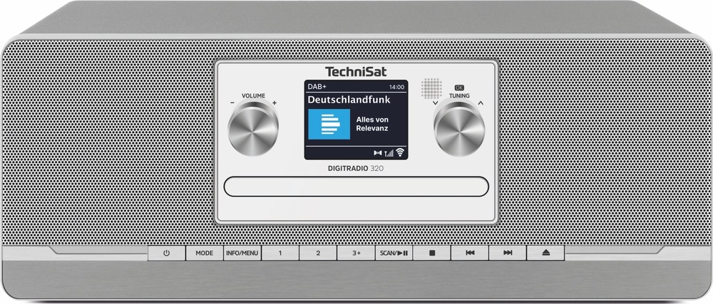 Pohľad spredu na TechniSat DIGITRADIO 320 s displejom