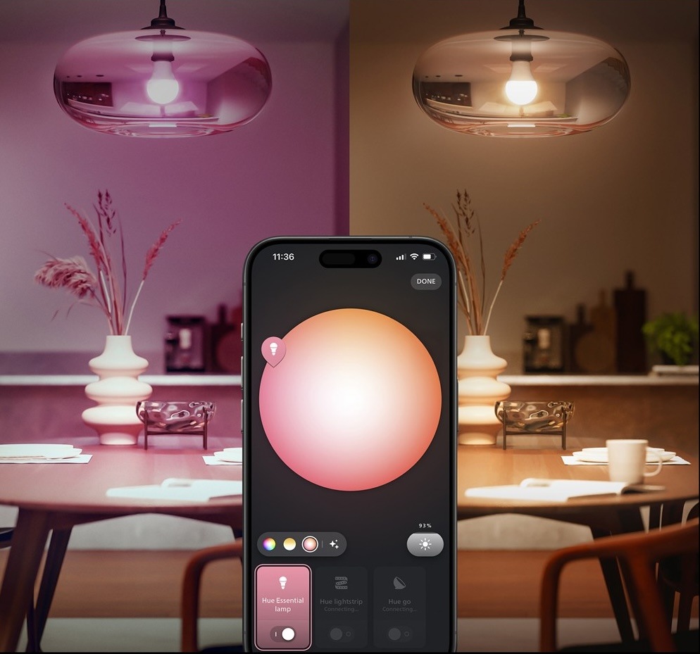 Štartovacia sada Philips Hue Essential Bluetooth, 8 W, E27, White and Color Ambiance (3 ks) + Bridge kit Štartovacia sada Philips Hue Essential Bluetooth, 8 W, E27, White and Color Ambiance (3 ks) + Bridge kit