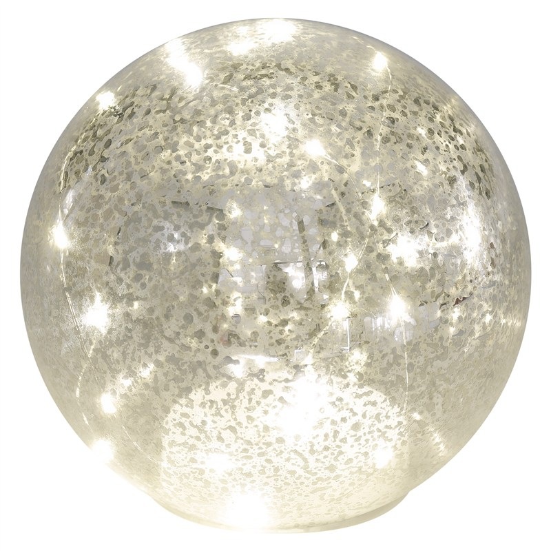 LED dekorácia EMOS vianočná sklenená guľa – zlatá, 15 cm, 20LED, teplá biela, časovač
