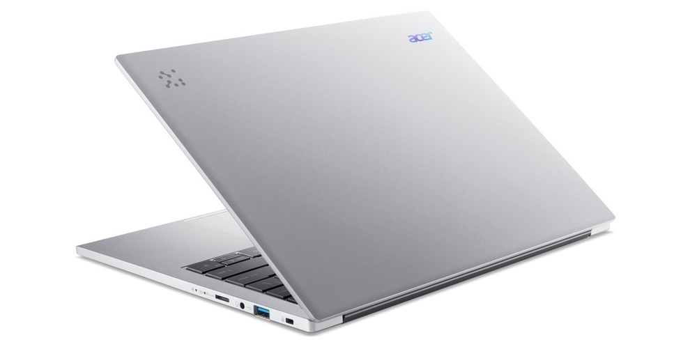 Notebook Acer Aspire 14 AI (A14-61M-R5VQ) strieborný Pootvorený notebook Acer Aspire 14 AI (A14-53M-77BU) zozadu