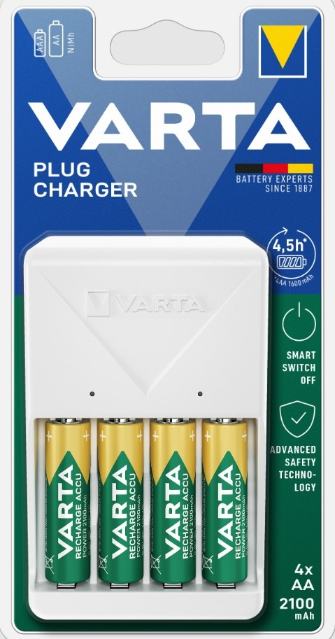 Nabíjačka Varta Plug Charger + 4 AA 2100 mAh