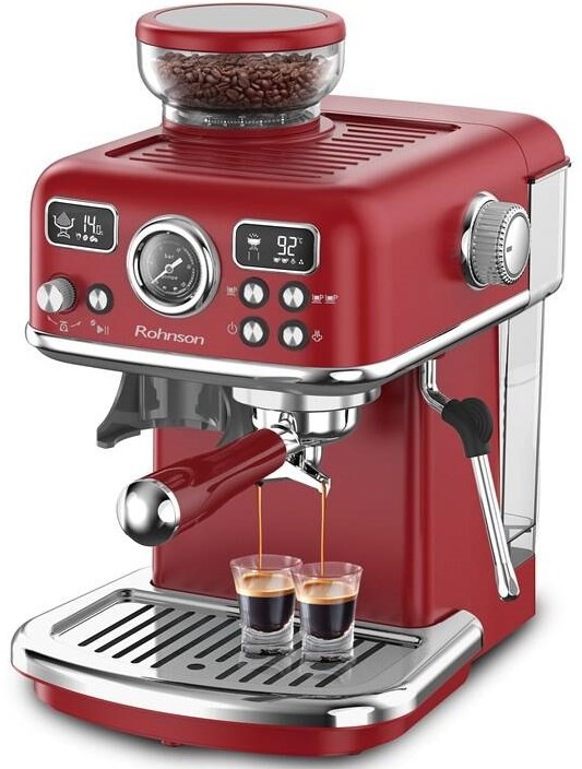 Pákový kávovar Rohnson R-98250R 2v1 v červenom prevedení