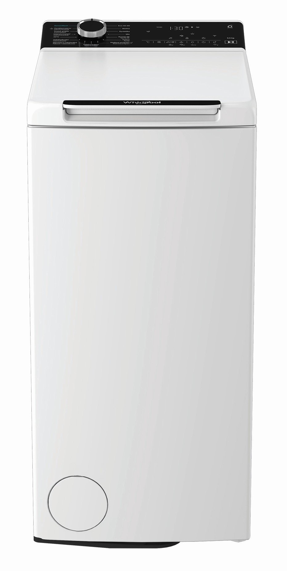 Práčka s horným plnením Whirlpool TW6521WBCVSWCS, biela farba.