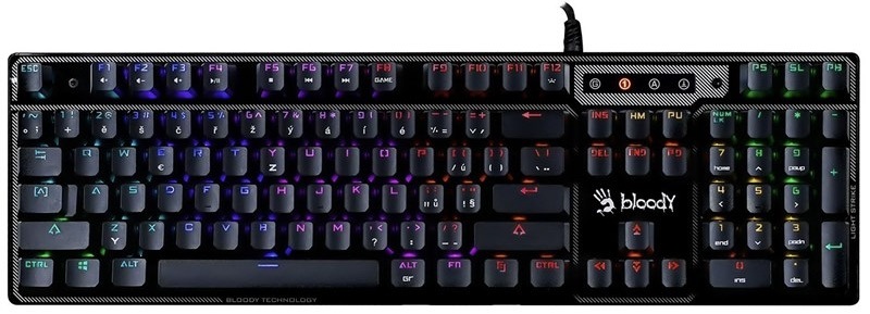 Klávesnica A4Tech Bloody B750N, Green Switch, USB, CZ/SK layout čierna