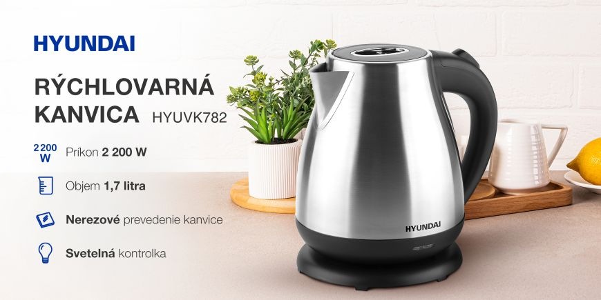 Rýchlovarná kanvica Hyundai VK782 nerez Rýchlovarná kanvica Hyundai, funkcia