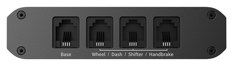 Adaptér Moza Racing Universal HUB hliník Žiadny záber na USB hub s portami označenými Základňa, Volant, Radiaca páka a Ručná brzda.