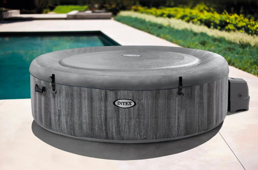 Vírivka Intex 28442 Vírivka Intex PureSPA Greywood Deluxe™ s termoizolačným krytom pri bazéne
