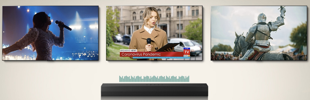 Soundbar LG S20A s technológiou AI Sound Pro na prispôsobenie zvuku rôznym typom obsahu