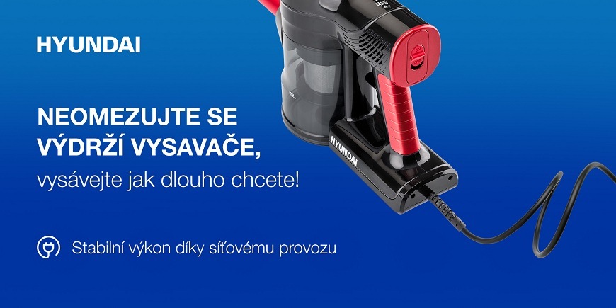 Tyčový vysávač Hyundai VC609 červený Tyčový vysavač Hyundai VC609, síťový provoz