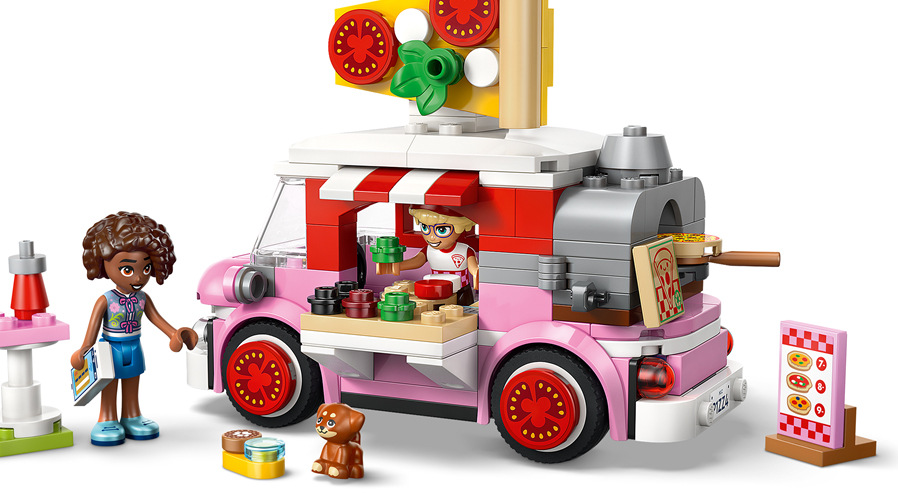 Aplikácia LEGO Builder uľahčí stavbu pojazdnej pizzérie zo 190 dielikov, ktorá potom môže vyraziť za zákazníkov.