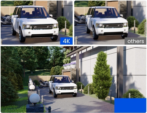 IP kamera Reolink RP-PCB8M SMB PoE biela Porovnanie kvality 4K záznamu so záznamom v nižšom rozlíšení.