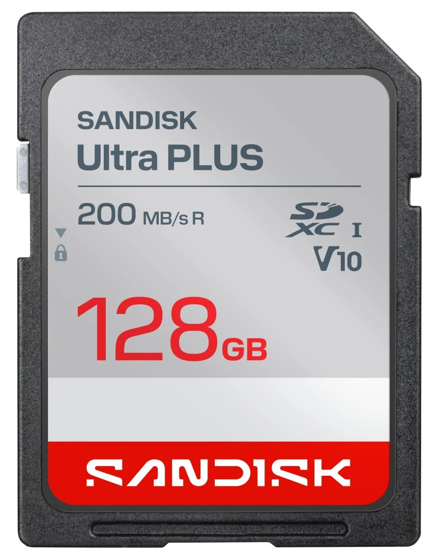 Pamäťová karta SANDISK SDXC Ultra Plus 128GB UHS-I U1 (200R) Pamäťová karta SanDisk Ultra Plus SDXC s rozhraním UHS-I a vysokou rýchlosťou čítania