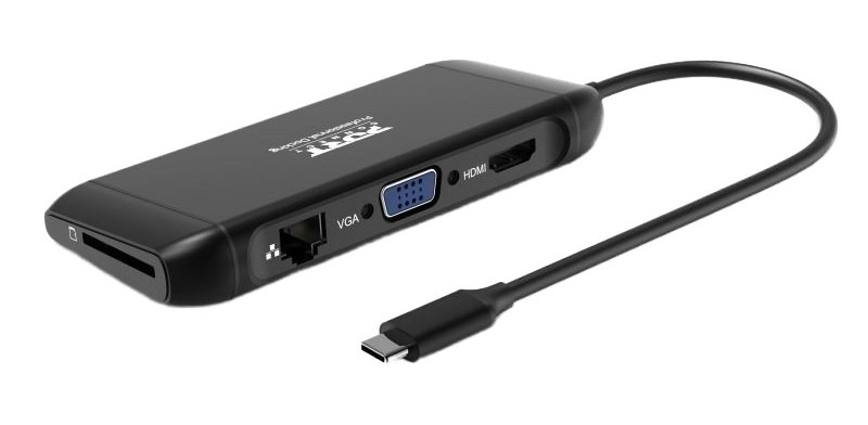 Dokovacia stanica PORT CONNECT 8v1 DUAL SCREEN, HDMI, VGA, 3xUSB-A, RJ-45, TF, SD čierna