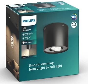 Bodové svietidlo Philips Phase Single, LED čierne