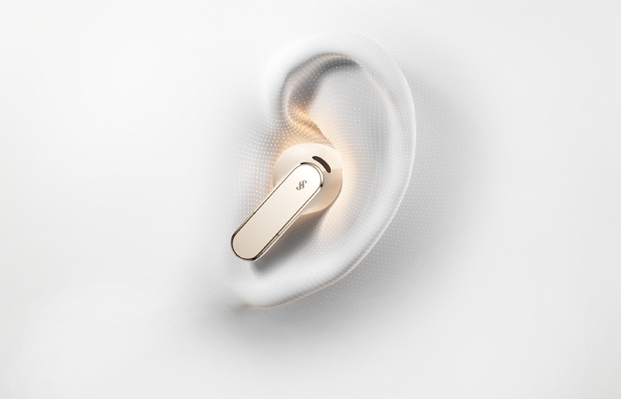 Ilustrácia slúchadla Huawei FreeBuds Pro 5 perfektne pasujúceho do ucha vďaka ergonomickému tvaru