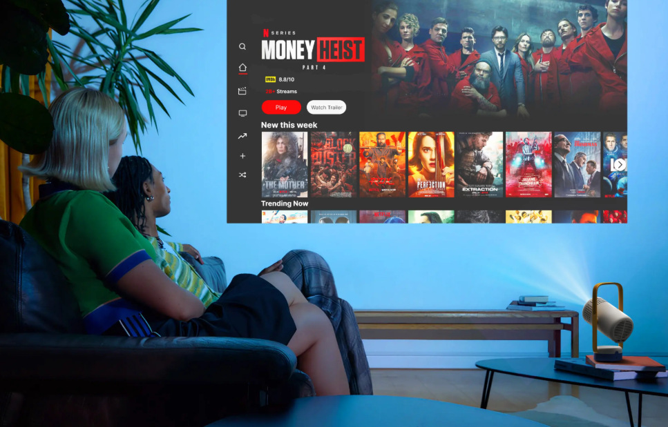 Projektor Xgimi Vibe One Pro sivý/modrý Xgimi Vibe One Pro ponúka bohatý výber filmov, seriálov aj aplikácií vďaka systému Google TV