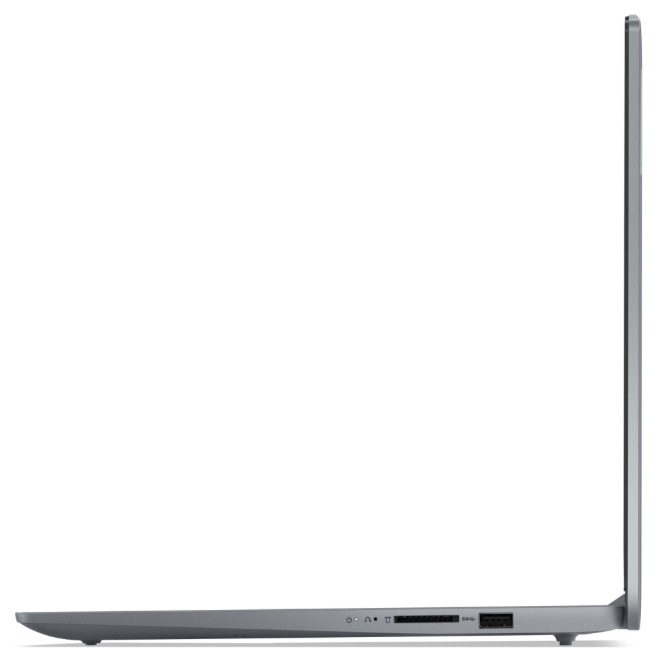 Notebook Lenovo IdeaPad Slim 3 15AMN8 sivý Pravá strana notebooku Lenovo IdeaPad Slim 3 15AMN8 s USB portom a čítačkou SD kariet