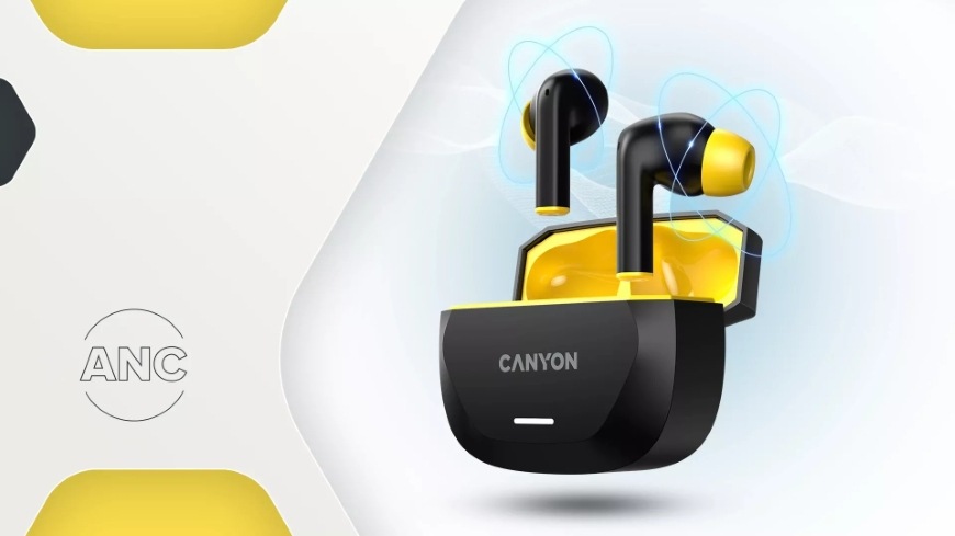 Slúchadlá Canyon Hexagon 7, TWS ANC+ENC Wireless Charge biela/béžová Canyon Hexagon 7, biela/béžová