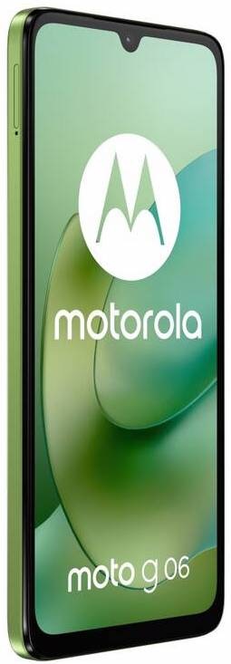 Mobilný telefón Motorola Moto G06 8 GB / 256 GB zelený Motorola Moto G06 z bočného pohľadu, veľký 6,88″ displej s tenkými rámčekmi a kvapkovitým výrezom