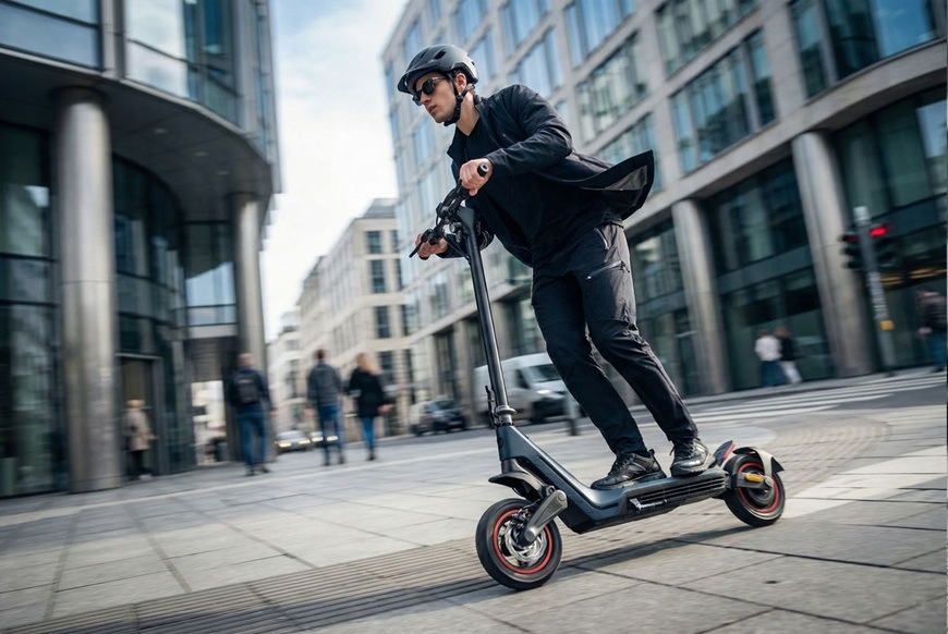 Elektrická kolobežka Sencor SCOOTER S80 čierna Muž na elektrickej kolobežke Sencor SCOOTER S80 prechádza mestskými ulicami. Vďaka robustnej konštrukcii a väčším kolesám je kolobežka vhodná na každodenné dochádzanie i svižnú jazdu po meste.