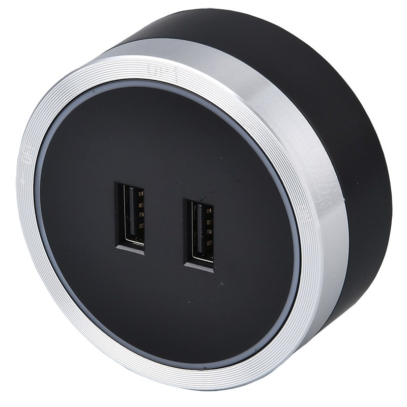 Zásuvkový modul Viking 2× USB čierny/strieborný