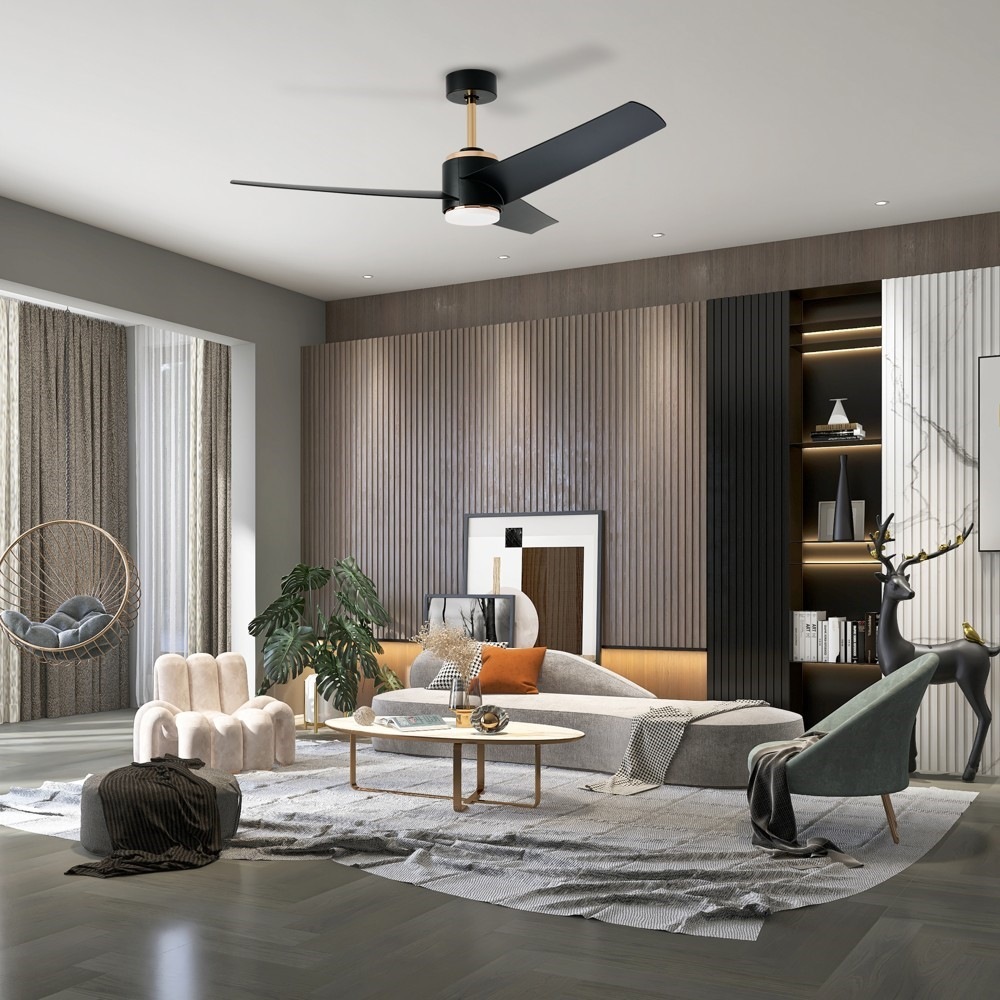 Stropné svietidlo IMMAX NEO LITE BEAUTY SMART LED s ventilátorom, 18W, Wi-Fi, TUYA - čierne/zlaté
