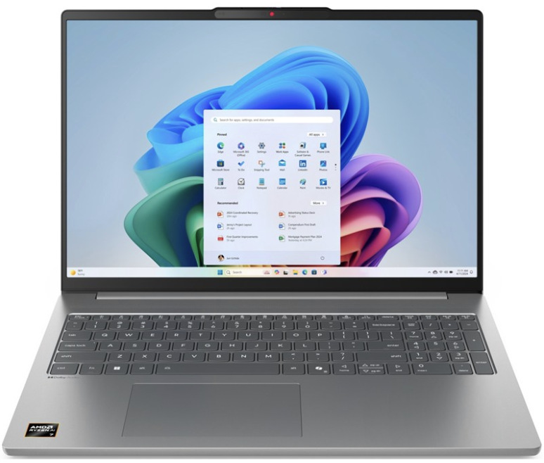 Sivý notebook Lenovo IdeaPad Slim 5 16AKP10 s procesorom AMD Ryzen AI 7 350 a 16″ OLED displejom