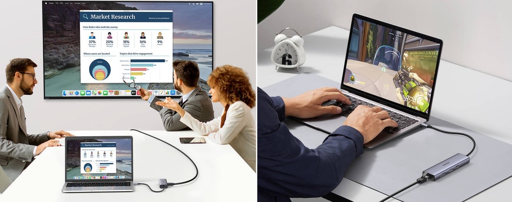 USB Hub UGREEN 7-in-1 4K HDMI USB-C sivý USB hub UGREEN