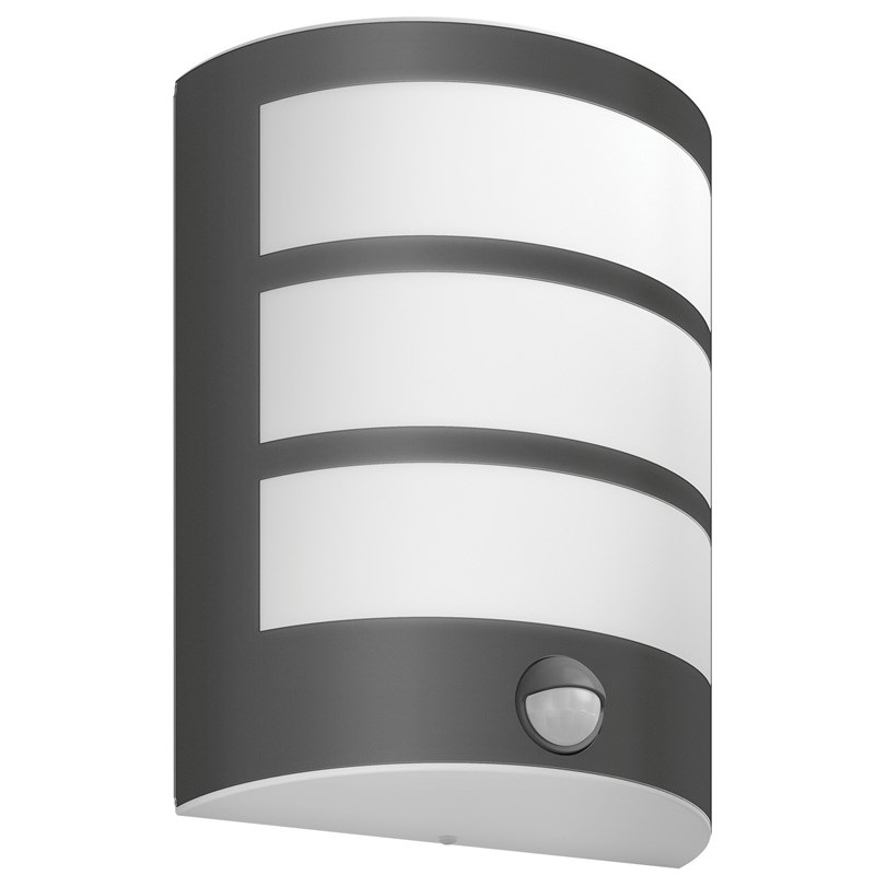 Nástenné svietidlo Philips Python, 2700 K, pohybový senzor antracitová farba