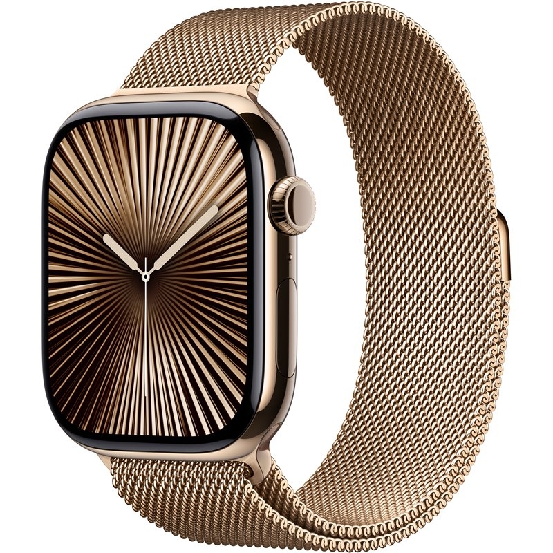Inteligentné hodinky Apple Watch Series 10 GPS + Cellular 46mm zlatý titán - zlatý milánsky ťah - S/M
