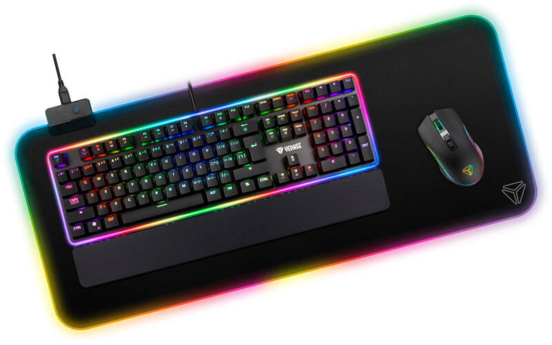 Podložka pod klávesnicu a myš YENKEE YPM 3006 RGB Warp, 93 x 35 cm čierna