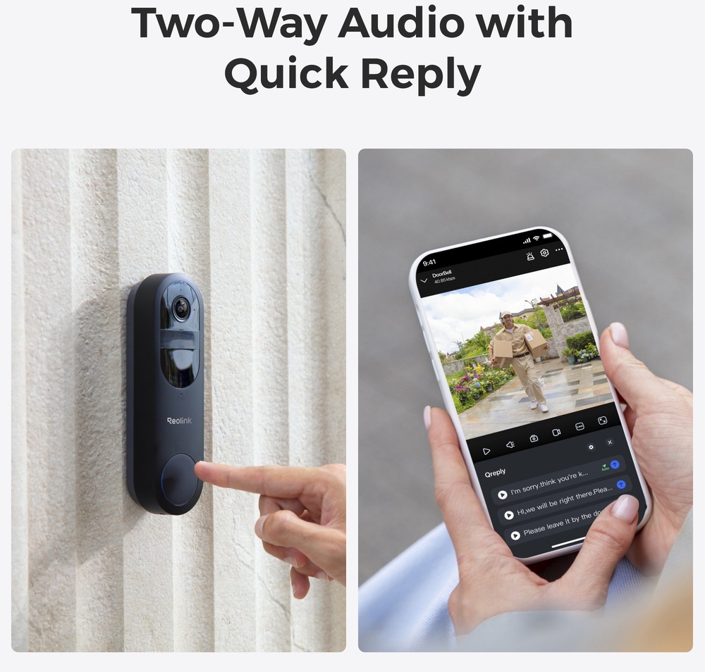 Videozvonček Reolink D340B + Chime + 64GB microSD karta - čierny