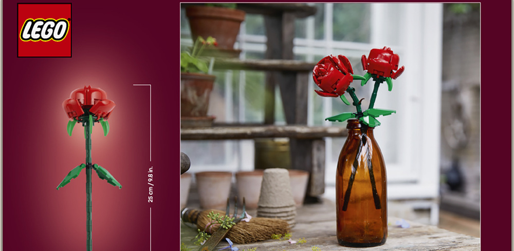 Stavebnica LEGO® Botanicals 40460 Růže Ruža poteší ako originálny darček k Valentínovi, Dňu matiek, narodeninám alebo len tak pre radosť.