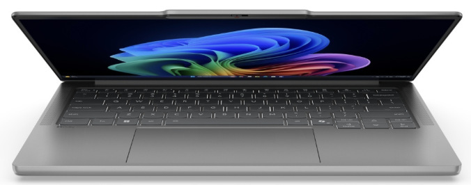 Notebook Lenovo IdeaPad Pro 5 14AKP10 sivý Lenovo IdeaPad Pro 5 14AKP10 z nízkeho čelného pohľadu na klávesnicu a displej
